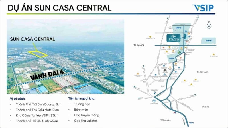 Vị trí chiến lược của Sun Casa Central Bình Dương