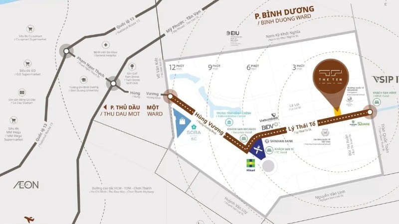 Vị trí chiến lược của The TEN Midori Park